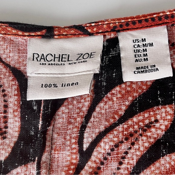 Rachel Zoe Linen A-Line Dress Palm Print Sleeveless Pockets Size M Resort Wear - Picture 4 of 9